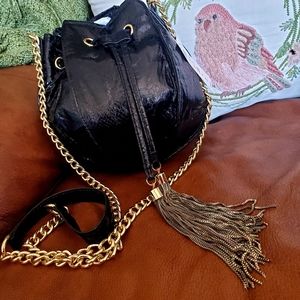 Cache Black Vegan Leather Purse with Chain strap